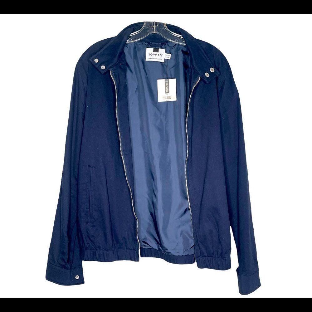 NWT TOPMAN Size:M Zip Up Jacket Navy Blue